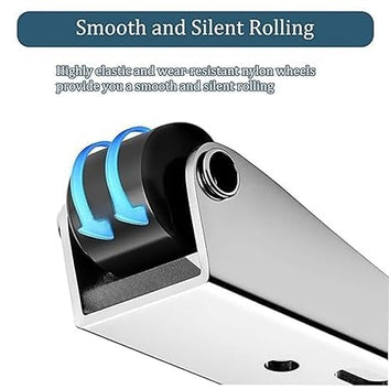 Rigid Caster Wheel for Wooden Door – Metal L-Shaped Side Mount Silent Rubber Rolling Wheels for Sliding pack of 4