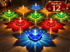Multicolour Diwali Diyas Colourful 3D 2 IN 1 Reflection Diya (Pack of 12)