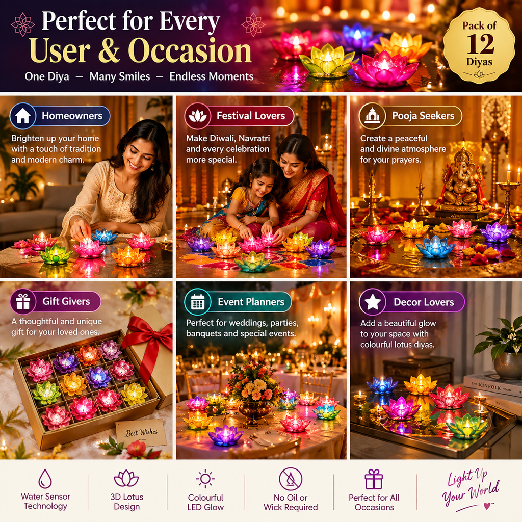 Multicolour Diwali Diyas Colourful 3D 2 IN 1 Reflection Diya (Pack of 12)