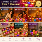 Multicolour Diwali Diyas Colourful 3D 2 IN 1 Reflection Diya (Pack of 12)